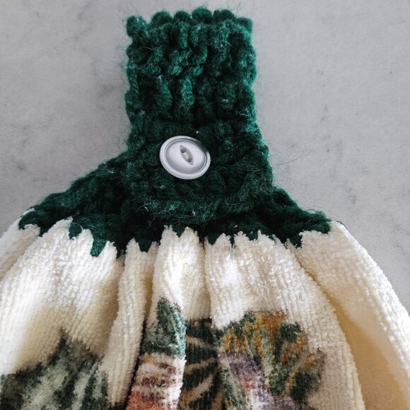 BRAND NEW GREEN CROCHET-TOP FALL HARVEST HANGING DISH TOWEL - Picture 13 of 13